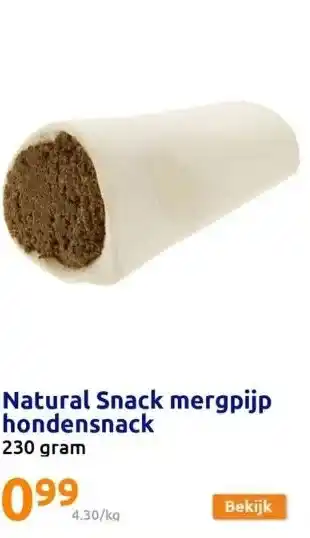 Action Natural snack mergpijp hondensnack aanbieding