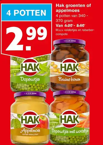 Hoogvliet Hak groenten of appelmoes 370gram aanbieding