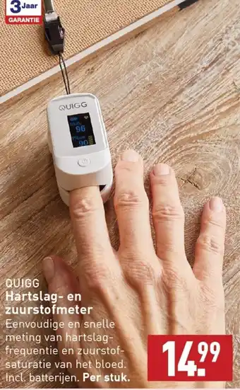 ALDI Quigg hartslag- en zuurstofmeter per stuk aanbieding