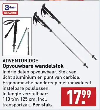 ALDI Adventuridge opvouwbare wandelstok per stuk aanbieding