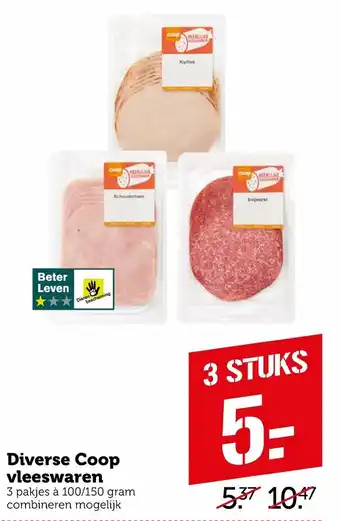 Coop Diverse Coop vleeswaren 100-150g aanbieding