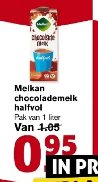 Hoogvliet Melkan chocolademelk halfvol 1 liter aanbieding