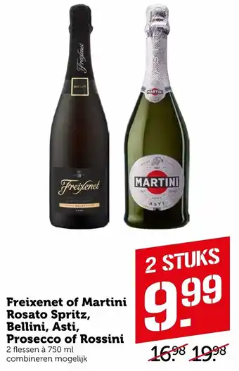 Coop Freixenet of Martini Rosato Spritz, Bellini, Asti, Prosecco of Rossini 2*750ml aanbieding