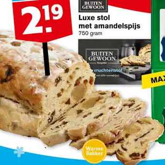 Hoogvliet Buiten Gewoon Luxe stol met amandelspijs 750g aanbieding