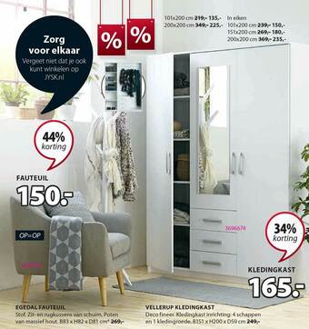 Jysk Egedal Fauteuil Of Vellerup Kledingkast 34% - 44% Korting aanbieding