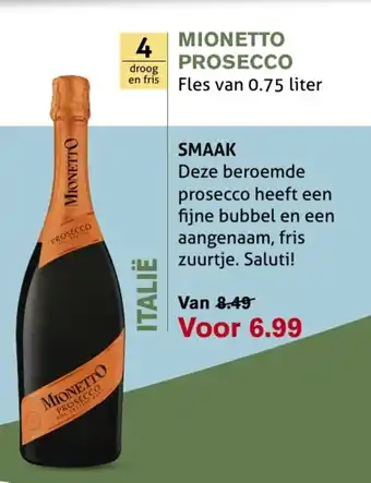 Hoogvliet Mionetto prosecco 0.75 liter aanbieding