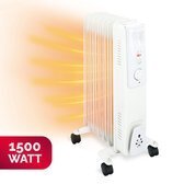 Bol.com Alpina olieradiator - elektrische bijverwarming - met thermostaat - 1500 watt - wit aanbieding