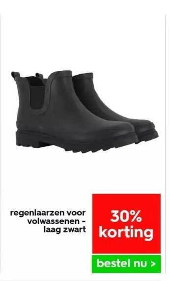 Regenlaarzen voor volwassenen - laag zwart aanbieding bij HEMA