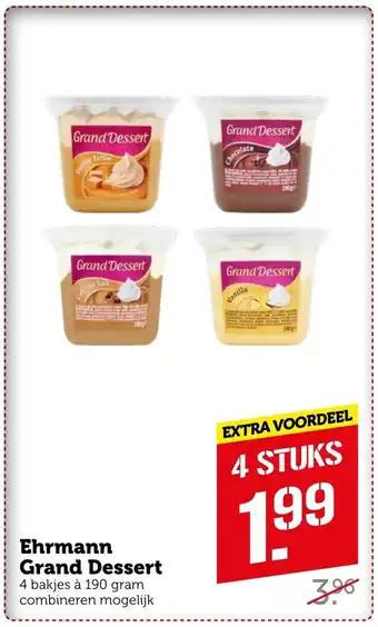 Coop Ehrmann Grand Dessert 4 bakjes a 190 gram aanbieding