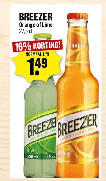 Dirck 3 Breezer Orange Of Lime 16% Korting aanbieding