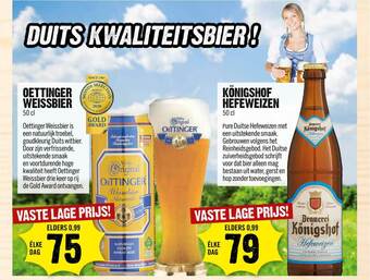 Dirck 3 Oettinger Weissbier Of Königshof Hefeweizen aanbieding