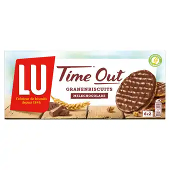 Jumbo Lu time out granenbiscuits koekjes melkchocolade 6 x 2 stuks 195g aanbieding