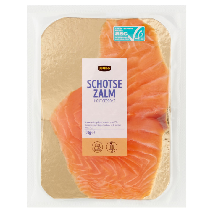 Jumbo schotse zalm hout gerookt 100g aanbieding bij Jumbo