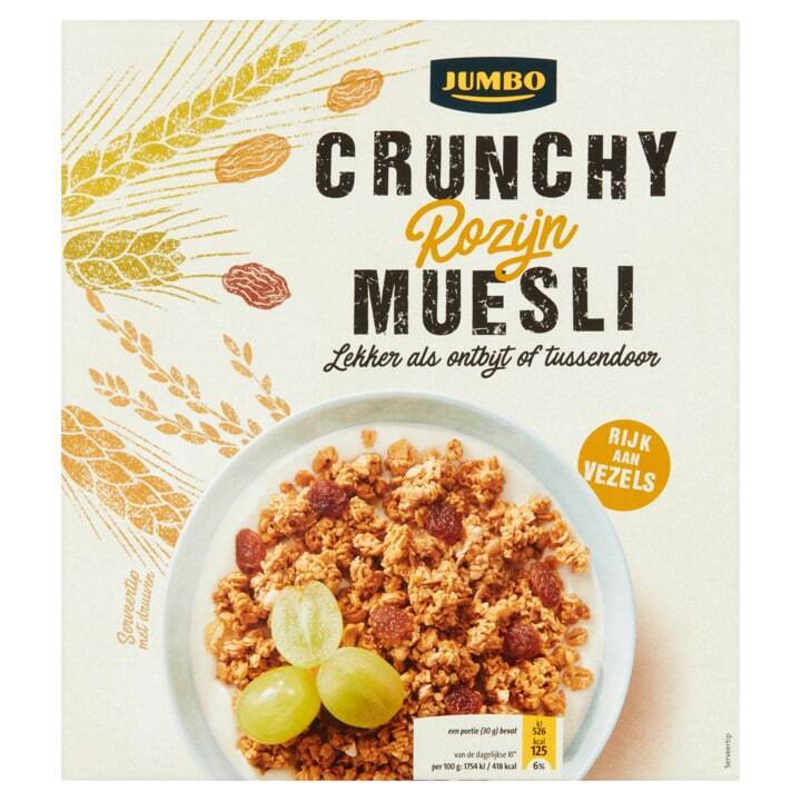Jumbo crunchy muesli rozijn 500g aanbieding bij Jumbo
