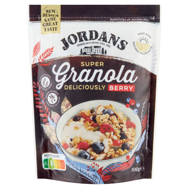Jordans super granola deliciously berry 500g aanbieding bij Jumbo