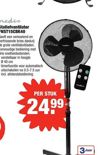 ALDI Nedis Statiefventilator FNST15CBK40 aanbieding