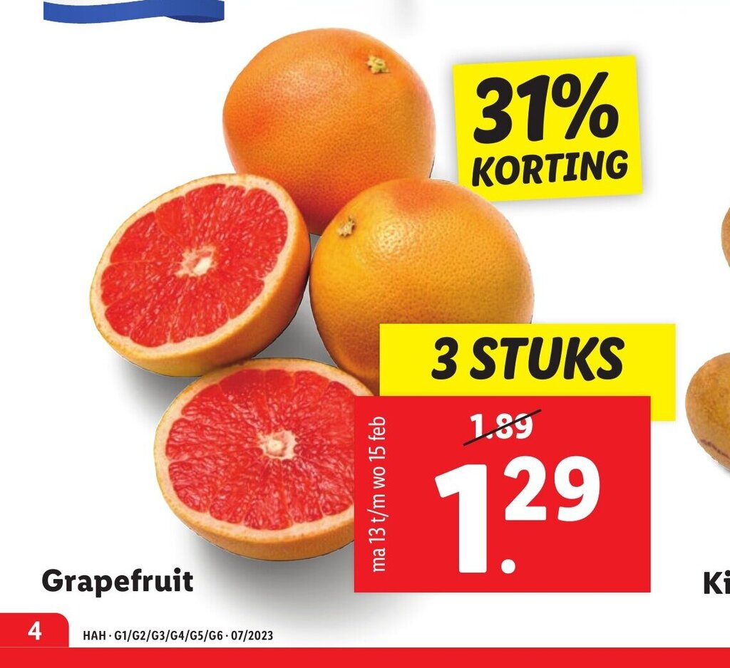 Grapefruit 3 stuks aanbieding bij Lidl