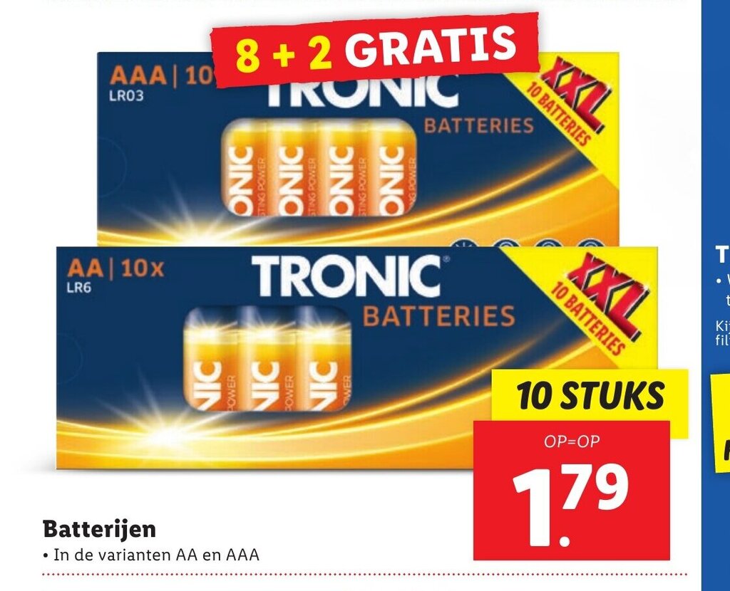 Batterijen 10 stuks aanbieding bij Lidl