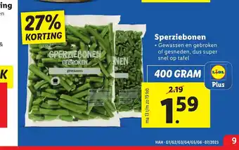 Lidl Sperziebonen 400 gram aanbieding