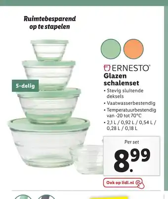 Lidl Ernesto Glazen schalenset 5-delig aanbieding