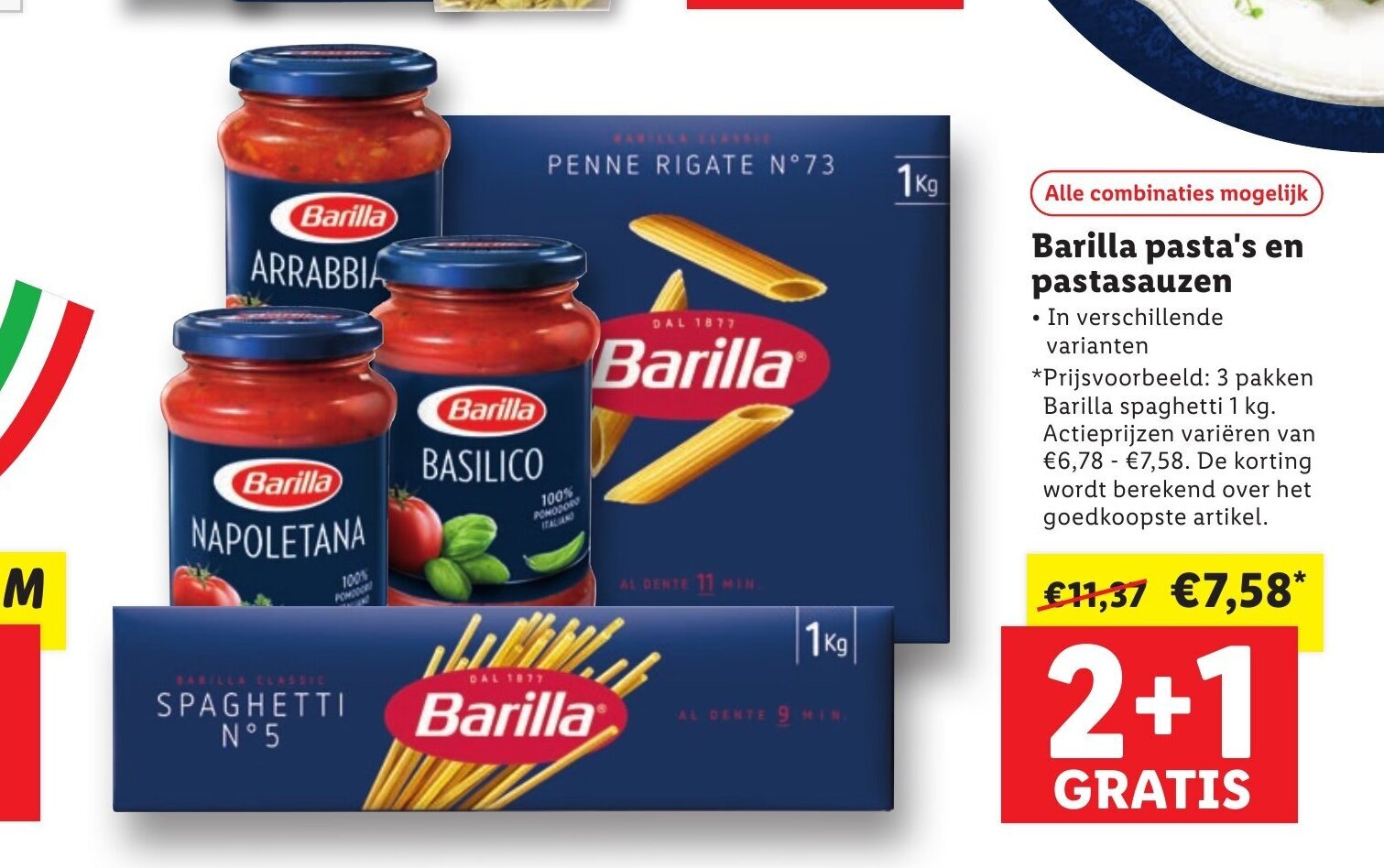 Barilla pasta's en pastasauzen aanbieding bij Lidl