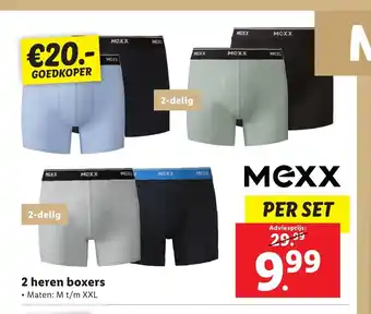 Lidl Mexx 2 heren boxers maten: M t/m XXL aanbieding