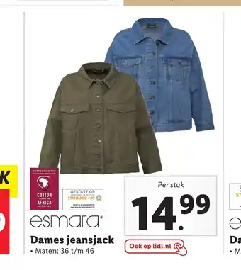 Lidl Esmara Dames jeansjack maten: 36 t/m 46 aanbieding