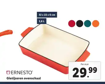 Lidl Ernesto Gietijzeren ovenschaal 32 x 22 x 6 cm aanbieding