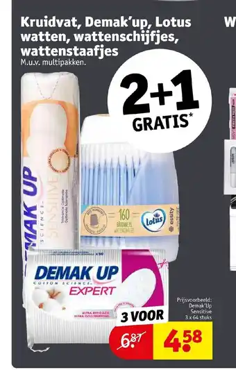 Kruidvat Demak'up, Lotus watten, wattenschijfjes, wattenstaafjes aanbieding