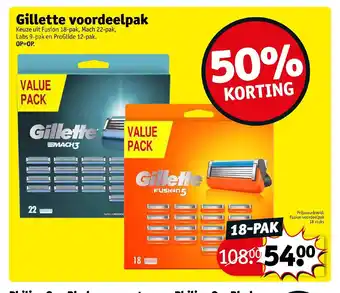 Kruidvat Gillette voordeelpak 18-pak aanbieding