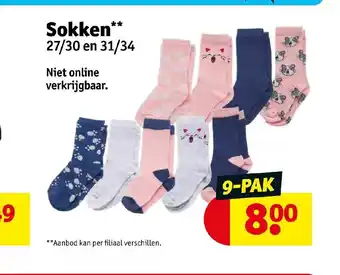 Kruidvat Sokken 27/30 en 31/34 9-pak aanbieding