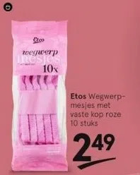 Etos Etos wegwerpmesjes met vaste kop roze 10 stuks aanbieding