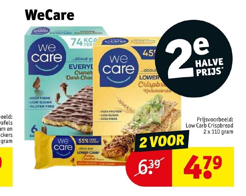 WeCare Low Carb Crispbread 2 x 110 gram aanbieding bij Kruidvat