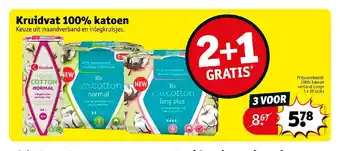 Kruidvat 100% katoen verband Long+ 3 x 10 stuks aanbieding