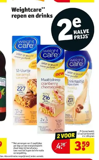 Kruidvat Weightcare repen en drinks aanbieding