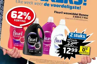 Trekpleister Fleuril wasmiddel Renew 2.695/2.7 liter 2 stuks aanbieding