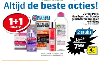 Trekpleister L'Oreal Paris, Men Expert en Garnier gezichtsverzorging en -reiniging 2 stuks aanbieding