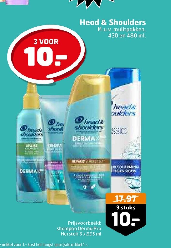 Head & Shoulders 3 stuks aanbieding bij Trekpleister