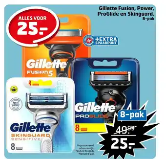 Trekpleister Gillette Fusion, Power, ProGlide en Skinguard 8-pak aanbieding