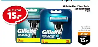 Trekpleister Gillette Mach3 en Turbo scheermesjes 8-pak aanbieding