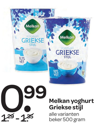 Spar Melkan yoghurt Griekse stijl aanbieding