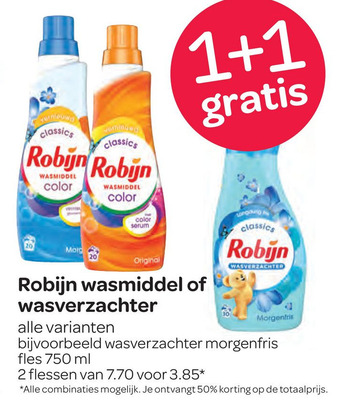 Spar Robijn wasmiddel of wasverzachter aanbieding