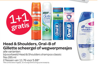 Spar Head & Shoulders, Oral-B of Gillette scheergel of wegwerpmesjes aanbieding