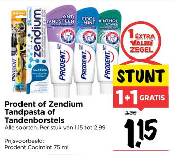 Vomar Voordeelmarkt Prodent of Zendium Tandpasta of Tandenborstels aanbieding