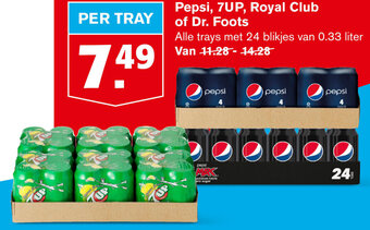 Hoogvliet Pepsi, 7-Up, Royal Club of Dr. Foots 24*330ml aanbieding