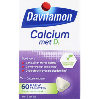 Albert Heijn Davitamon calcium + vitamine d kauwtabletten mint aanbieding