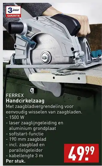 ALDI Ferrex handcirkelzaag aanbieding