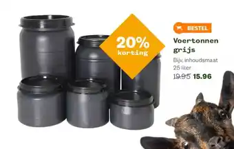 Welkoop Voertonnen grijs 25 liter aanbieding