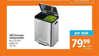 Albert Heijn EKO Ecocasa afvalscheider 2 x 15 liter aanbieding