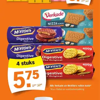 Albert Heijn Alle Verkande en McVitie's rollen koek 4 stuks aanbieding